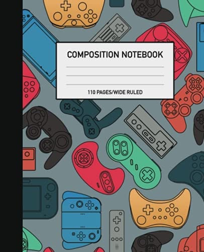 Cover of Composition Notebook: Colorful Video Gamer Game Wide-Ruled Lined Paper Journal, 110 Pages, for Kids, Teens and Adults (Composition Notebooks)